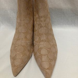Women's Coach Jewel Booties Boots Kitten Heal Beechwood Color